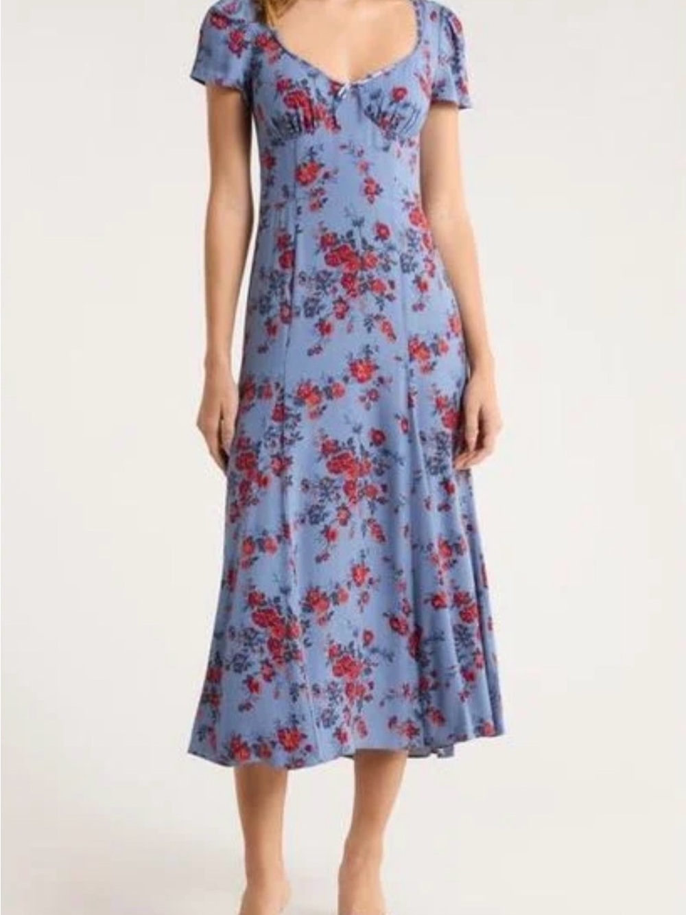 NEW Reformation Blue Afton Floral Midi Dress, Size 6